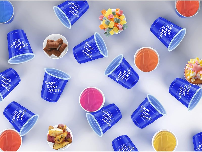 cssopenss 120 pcs Blue Plastic Shot Glasses 2 oz blue shot cups Gender Reveal shot glasses disposable for drinking Tastings served Snacks Jello Tastings and Samples - Image 3